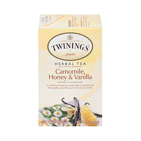 מחיר טווינינגס תה צמחים בטעם קמומיל דבש ווניל ללא קפאין 20 שקיקי - מבית Twinings