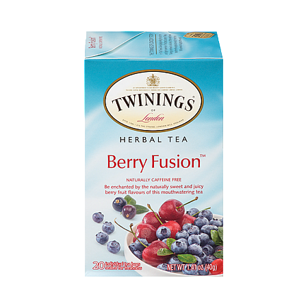 מחיר טווינינגס תה צמחים ברי פיוז'ן Berry Fusion נטול קפאין 20 שקיקי - מבית Twinings
