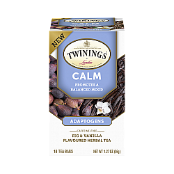 טווינינגס תה צמחים הרגעה טבעי אדפטוגנים Calm תאנה וניל ללא קפאין 18 שקיקי - מבית Twinings