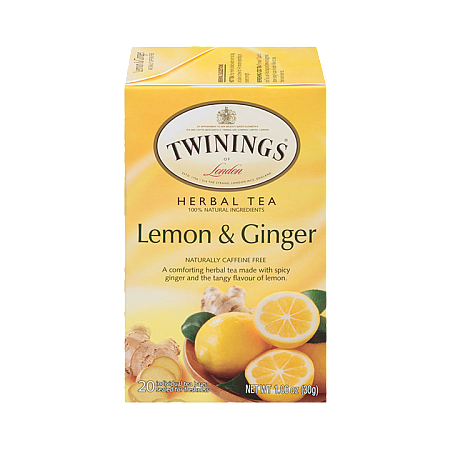 מחיר טווינינגס תה צמחים לימון וג׳ינג׳ר נטול קפאין 25 שקיקי - מבית Twinings