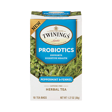 מחיר טווינינגס תה צמחים פרוביוטיקה Probiotics מנטה ושומר ללא קפאין 18 שקיקי - מבית Twinings