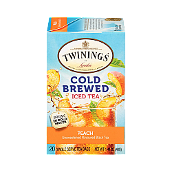 טווינינגס תה קר חליטה קרה ותה שחור Cold Brewed Iced Tea לא ממותק בטעם אפרסק 20 שקיקי - מבית Twinings