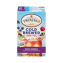 טווינינגס תה קר חליטה קרה ותה שחור Cold Brewed Iced Tea לא ממותק בטעם פירות יער 20 שקיקי - מבית Twinings
