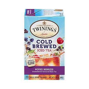 טווינינגס תה קר חליטה קרה ותה שחור Cold Brewed Iced Tea לא ממותק בטעם פירות יער 20 שקיקי - מבית Twinings