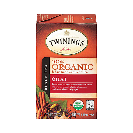 מחיר טווינינגס תה שחור צ'אי Chai אורגני 20 שקיקי - מבית Twinings