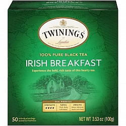 תה טווינינגס אייריש ברקפסט Irish Breakfast בשקיות 50 יחידות - מבית Twinings