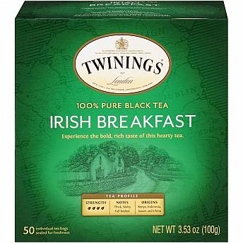 תה טווינינגס אייריש ברקפסט Irish Breakfast בשקיות 50 יחידות - מבית Twinings