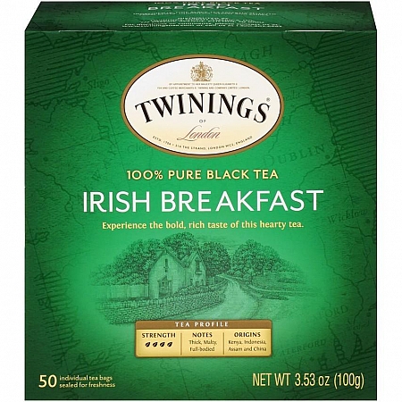 מחיר תה טווינינגס אייריש ברקפסט Irish Breakfast בשקיות 50 יחידות - מבית Twinings