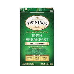 תה טווינינגס אייריש ברקפסט נטול קפאין Irish Breakfast בשקיות 20 יחידות - מבית Twinings