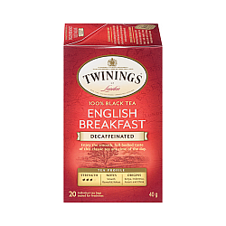 תה טווינינגס אינגליש ברקפסט נטול קפאין English Breakfast בשקיות 25 יחידות - מבית Twinings