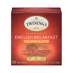 תה טווינינגס אינגליש ברקפסט נטול קפאין English Breakfast בשקיות 50 יחידות - מבית Twinings