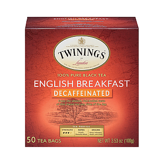 תה טווינינגס אינגליש ברקפסט נטול קפאין English Breakfast בשקיות 50 יחידות - מבית Twinings