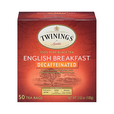 מחיר תה טווינינגס אינגליש ברקפסט נטול קפאין English Breakfast בשקיות 50 יחידות - מבית Twinings