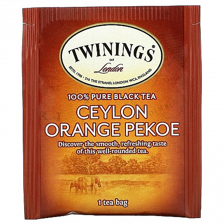 תה טווינינגס תה פיקו כתום ציילון Ceylon Orange Pekoe Tea בשקיות 20 יחידות - מבית Twinings