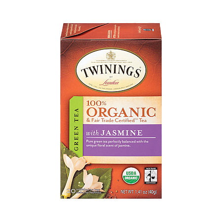 מחיר תה ירוק טווינינגס יסמין אורגני בשקיות 20 יחידות - מבית Twinings