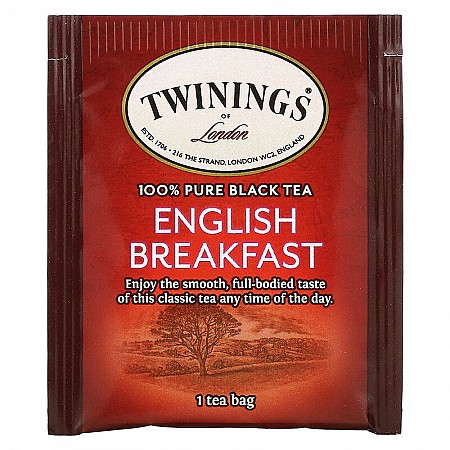 תה שחור טווינינגס אינגליש ברקפסט English Breakfast בשקיות 25 יחידות - מבית Twinings