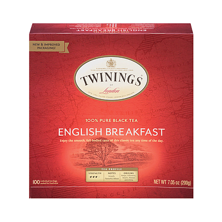 מחיר תה שחור טווינינגס אינגליש ברקפסט English Breakfast בשקיות 100 יחידות - מבית Twinings