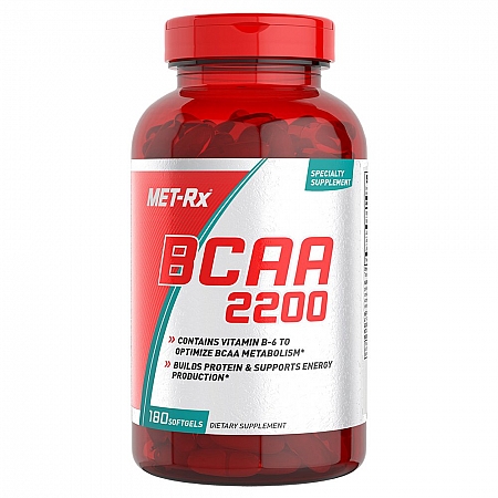 מחיר BCAA חומצות אמינו 2200 ויטמין B-6 וE - כמות 180 כמוסות מבית MET-RX
