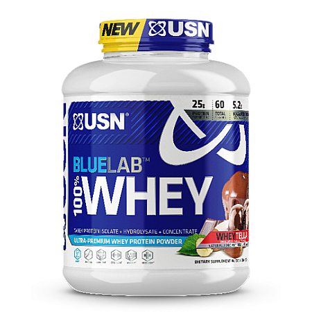 אבקת חלבון מי גבינה BlueLab 100% Whey בטעם אגוזי לוז מותך 2.04  ק"ג - מבית USN