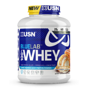 אבקת חלבון מי גבינה BlueLab 100% Whey בטעם קרמל מלוח 2.04  ק"ג - מבית USN