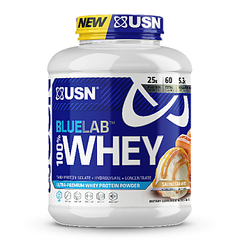 אבקת חלבון מי גבינה BlueLab 100% Whey בטעם קרמל מלוח 2.04  ק"ג - מבית USN