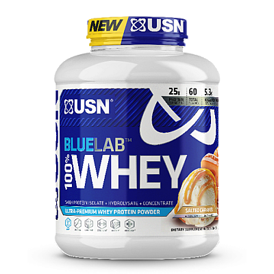 אבקת חלבון מי גבינה BlueLab 100% Whey בטעם קרמל מלוח 2.04  ק"ג - מבית USN