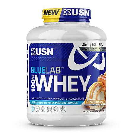 אבקת חלבון מי גבינה BlueLab 100% Whey בטעם קרמל מלוח 2.04  ק"ג - מבית USN