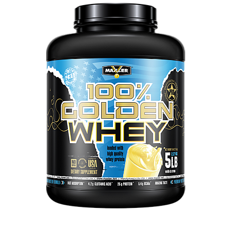 אבקת חלבון מי גבינה באיכות גבוהה 100% Golden Whey בטעם גלידת וניל 2.3 קג - מבית MAXLER