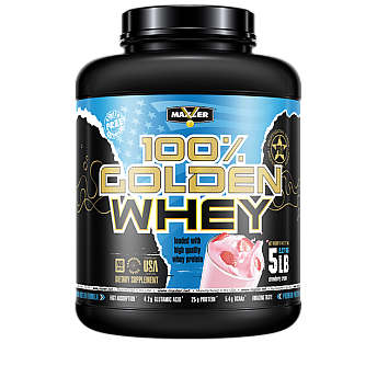 אבקת חלבון מי גבינה באיכות גבוהה 100% Golden Whey בטעם גקרם תות 2.3 קג - מבית MAXLER