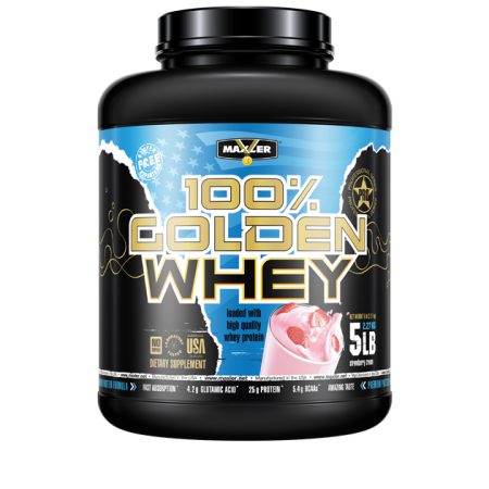 אבקת חלבון מי גבינה באיכות גבוהה 100% Golden Whey בטעם גקרם תות 2.3 קג - מבית MAXLER