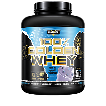 אבקת חלבון מי גבינה באיכות גבוהה 100% Golden Whey בטעם מאפין אוכמניות 2.3 קג - מבית MAXLER