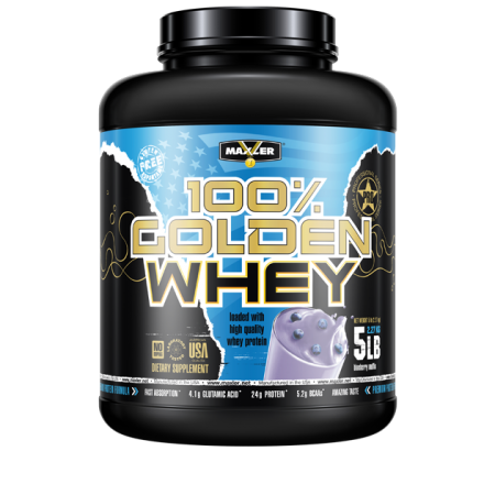 אבקת חלבון מי גבינה באיכות גבוהה 100% Golden Whey בטעם מאפין אוכמניות 2.3 קג - מבית MAXLER