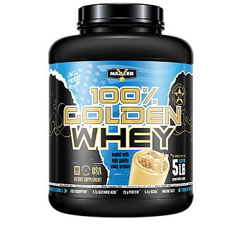 אבקת חלבון מי גבינה באיכות גבוהה 100% Golden Whey בטעם עוגיות חמאת בוטנים 2.3 קג - מבית MAXLER