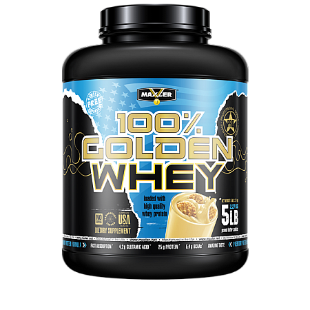 אבקת חלבון מי גבינה באיכות גבוהה 100% Golden Whey בטעם עוגיות חמאת בוטנים 2.3 קג - מבית MAXLER