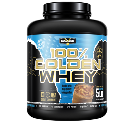 אבקת חלבון מי גבינה באיכות גבוהה 100% Golden Whey בטעם שוקולד חמאת בוטנים 2.3 קג - מבית MAXLER