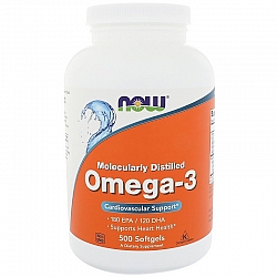 אומגה 3 Omega-3 180 EPA/120 DHA - תכולה 500 כמוסות רכות - מבית NOW FOODS