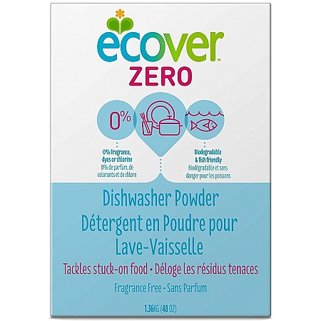 מחיר אקובר אבקת ניקוי אקולוגיות למדיח כלים ZIRO זירו ללא ריח 1.36 גק - מבית Ecover