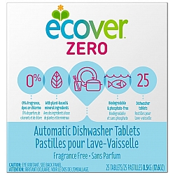 אקובר טבליות ניקוי אקולוגיות למדיח כלים ZIRO זירו ללא ריח 25 טבליות - מבית Ecover