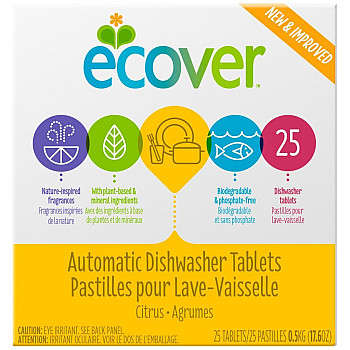 אקובר טבליות ניקוי אקולוגיות למדיח כלים ניחוח הדרים 25 טבליות - מבית Ecover