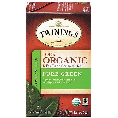 מחיר טווינינגס תה ירוק 100% אורגני ירוק טהור 20 שקיות - מבית Twinings