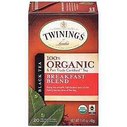טווינינגס תה תה שחור 100% אורגני ארוחת בוקר Organic Breakfast Blend בשקיות 20 יחידות - מבית Twinings