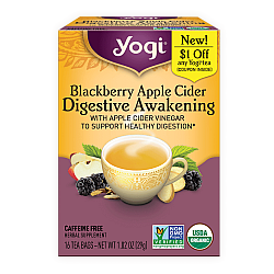 יוגי תה התעוררות עיכול סיידר תפוחים אוכמניות ללא קפאין 16 שקיקים - מבית Yogi Tea