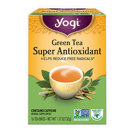 מחיר יוגי תה ירוק אנטיאוקסידנט נוגד חמצון מכין קפאין 16 שקיקים - מבית Yogi Tea