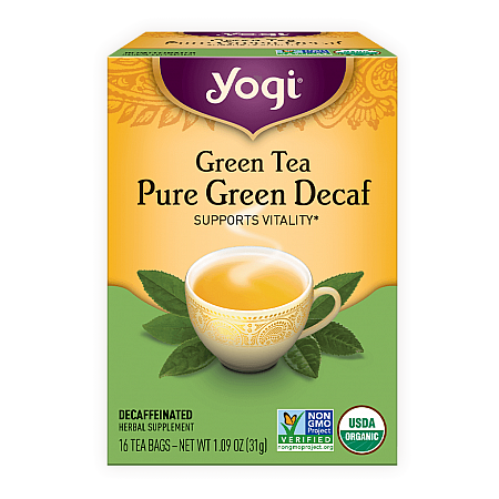 מחיר יוגי תה ירוק נטול קפאין ירוק טהור 16 שקיקים - מבית Yogi Tea