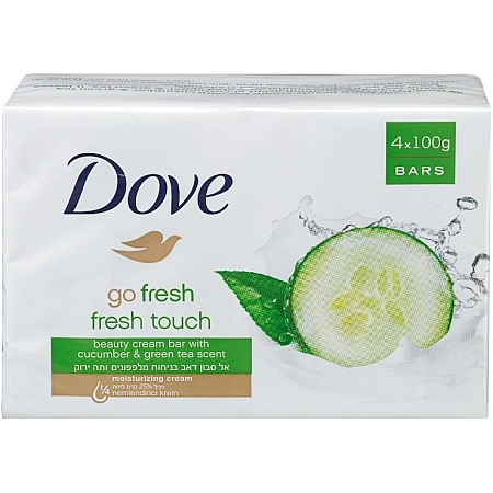 מחיר דאב אל סבון מוצק מכיל 25% לחות בניחוח מלפפונים ותה ירוק 4 יחידות - מבית DOVE