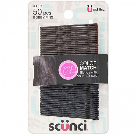 מחיר סיכות שיער אינה מחליקה מהראש צבע שחור - 50 יחידות - מבית Scunci