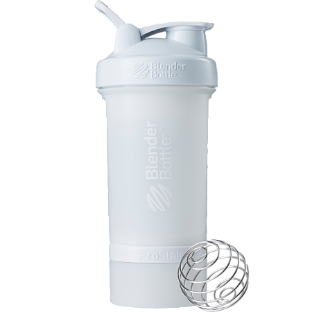 מחיר שייקר חכם מקצועי לבן באיכות גבוהה אחסנה לאבקה וכדורים עם קפיץ 650 מל - Blender Bottle