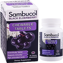 סמבוכול סמבוק שחור עם ויטמין סי 30 טבליות ללעיסה - Sambucol