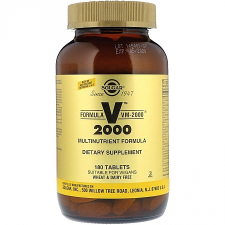 מחיר מולטי ויטמין מינרל VM-2000 סולגאר - 180 טבליות מבית SOLGAR