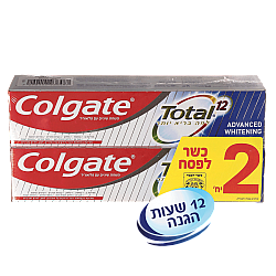קולגייט משחת שיניים טוטאל הלבנה לפה בריא יותר 12 שעות הגנה 100 מ"ל * אריזת זוג - מבית Colgate